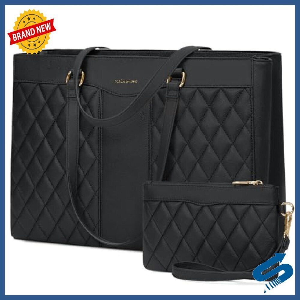 15.6 Inch Laptop Tote Bag Professional Work Purse Waterproof Leather - Picture 2 of 7